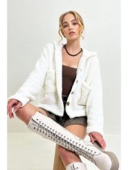 Happiness Istanbul Kurtka pluszowa w kolorze kremowym rozmiar: L. Brązowe kurtki damskie Happiness Istanbul, l, bez wzorów, bez kaptura. Za 86.99 zł.