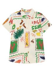 Guess Koszula L6GH02 WG5V0 Beżowy Regular Fit. Brązowe koszule chłopięce Guess, z aplikacjami, z wiskozy, bez kołnierzyka, bez ramiączek. Za 229.99 zł.