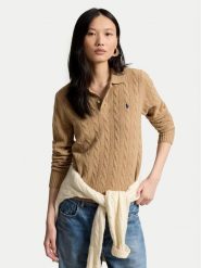 Polo Ralph Lauren Sweter 211972132002 Brązowy jasny Regular Fit. Brązowe swetry klasyczne damskie Polo Ralph Lauren, xs, z wełny, bez kołnierzyka. Za 1,199.00 zł.