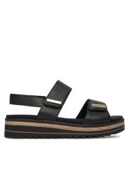 Remonte Sandały CEO-D0Q59-00 Czarny. Czarne sandały damskie Remonte, bez wzorów, ze skóry, bez obcasa, na płaskiej podeszwie, bez zapięcia. Za 379.99 zł.