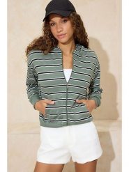 Trendyol Bluza w kolorze zielonym rozmiar: XL. Zielone bluzy damskie Trendyol, xl, bez wzorów, bez kaptura. Za 86.99 zł.