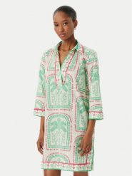 LOLA CASADEMUNT Sukienka letnia LS2616074 Kremowy Regular Fit. Białe sukienki damskie LOLA CASADEMUNT, bez wzorów, z bawełny, bez ramiączek. Za 379.99 zł.