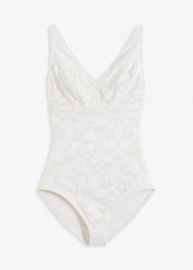 Body shape, średni stopień modelowania sylwetki. Białe body i gorsety bonprix, bez wzorów, z koronki. Za 147.99 zł.