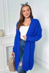 Sweter Kardigan splot warkocz chabrowy. Niebieskie kardigany damskie KESI, l, bez wzorów, z wełny. Za 209.11 zł.