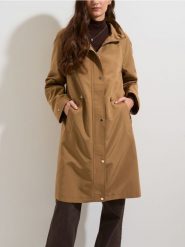 Długa parka z kapturem - beżowy. Brązowe parki damskie Sinsay, l, z kapturem. Za 119.99 zł.