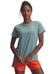 Under Armour Koszulka funkcyjna w kolorze szarym rozmiar: M. Szare koszulki damskie Under Armour, m, bez wzorów, z materiału, bez kołnierzyka, bez ramiączek. Za 74.28 zł.