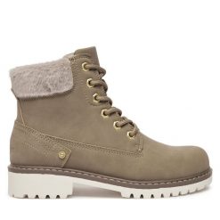 Trapery Wrangler. Brązowe trapery damskie Wrangler, bez zapięcia. Za 299.99 zł.