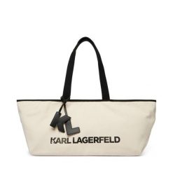 Torebka KARL LAGERFELD. Brązowe shopper bag KARL LAGERFELD, bez wzorów, bez dodatków. Za 549.99 zł.