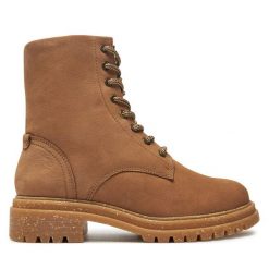 Botki Tamaris. Brązowe botki damskie Tamaris, bez obcasa, na płaskiej podeszwie, bez zapięcia. Za 529.99 zł.