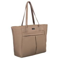 Shopper beżowa Peterson PTN CTY-09. Brązowe shopper bag Peterson, bez wzorów, z nylonu, na ramię, duże, bez dodatków. Za 89.99 zł.