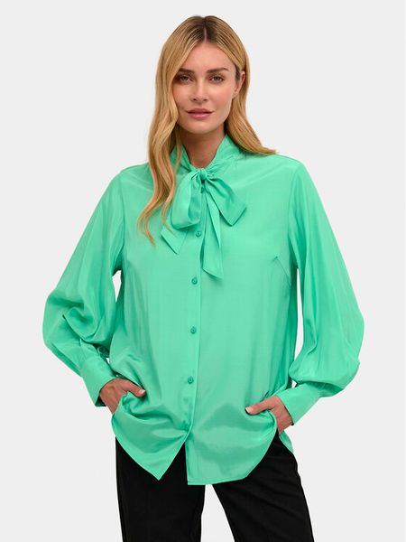 Kaffe Koszula Loren 10508188 Zielony Regular Fit. Zielone koszule damskie Kaffe, bez wzorów, z syntetyku, bez kołnierzyka, bez ramiączek. Za 129.99 zł.