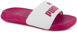 Damskie klapki sportowe na basen plażę PUMA POPCAT 20. Białe klapki damskie Puma, bez wzorów, z materiału, bez obcasa, bez zapięcia. Za 69.00 zł.