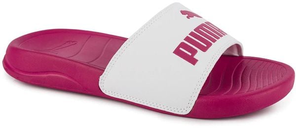 Damskie klapki sportowe na basen plażę PUMA POPCAT 20. Białe klapki damskie Puma, bez wzorów, z materiału, bez obcasa, bez zapięcia. Za 69.00 zł.
