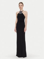 Guess Sukienka wieczorowa W5GK95 KCVG2 Czarny Slim Fit. Czarne sukienki damskie Guess, z aplikacjami, z syntetyku, wizytowe, bez ramiączek. Za 539.99 zł.