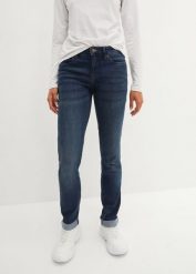 Dżinsy ze stretchem straight, mid waist. Czarne jeansy damskie bonprix. Za 79.99 zł.