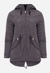 Szaro-Czarna Przejściowa Kurtka Dwustronna o Kroju Parki z Pikowaniem Wewnątrz Zidelle. Szare kurtki damskie Born2be, l, bez wzorów, z jeansu, z kapturem. Za 99.99 zł.
