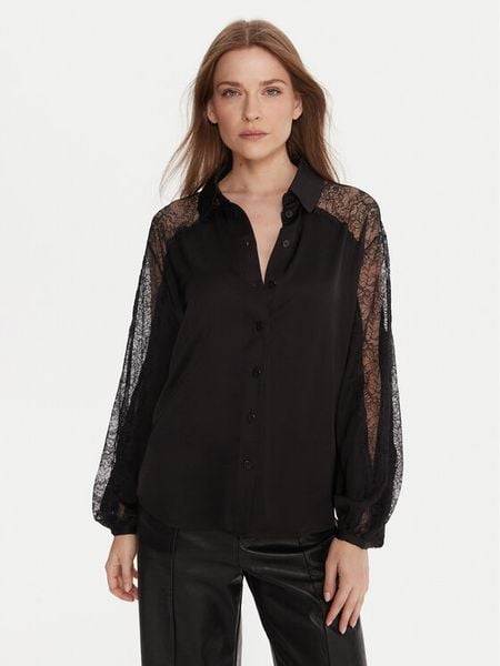 TWINSET Koszula 252LL2TBB Czarny Regular Fit. Czarne koszule damskie Twinset, xxl, bez wzorów, z wiskozy, bez kołnierzyka, bez ramiączek. Za 659.99 zł.