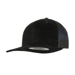 Retro Sztruksowa Czapka Z Daszkiem. Czarne czapki z daszkiem damskie FLEXFIT, bez wzorów, ze sztruksu. Za 67.99 zł.