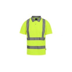 Koszulka polo o wysokiej widoczności Regatta. Żółte bluzki damskie Regatta, bez wzorów, z materiału, sportowe, bez kołnierzyka, bez ramiączek. Za 84.99 zł.