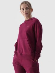 4F Bluza dresowa nierozpinana z kapturem damska - fioletowa M. Fioletowe bluzy damskie 4F, m, bez wzorów, z bawełny, z kapturem. W wyprzedaży za 99.99 zł.