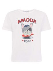 Zwillingsherz Koszulka "Amour" w kolorze białym rozmiar: XXL. Białe bluzki damskie Zwillingsherz, xxl, bez wzorów, bez kołnierzyka, bez ramiączek. Za 105.38 zł.