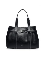 Calvin Klein Torebka Buckle Medium Work Tote LV04F3549G Czarny. Czarne torebki klasyczne damskie Calvin Klein, ze skóry, bez dodatków. Za 749.99 zł.