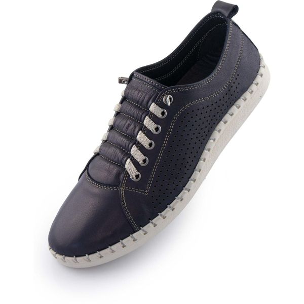 Damskie skórzane trampki Nell - Styl i komfort na co dzień. Niebieskie obuwie sportowe damskie ENELL, bez wzorów, bez zapięcia. Za 358.99 zł.