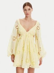 BARDOT Sukienka koktajlowa 59858DB Żółty Regular Fit. Żółte sukienki damskie Bardot, bez wzorów, z syntetyku, wizytowe, bez ramiączek. Za 619.99 zł.