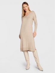 ONLY Sukienka dzianinowa Ibi 15259112 Beżowy Regular Fit. Brązowe sukienki damskie Only, bez wzorów, z dzianiny, bez ramiączek. Za 189.99 zł.