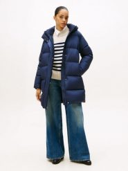 Tommy Hilfiger płaszcz puchowy Kobiety Sztuczne włókno niebieski, XS. Niebieskie płaszcze damskie Tommy Hilfiger, xs, bez wzorów, z puchu, bez kaptura. Za 949.95 zł.