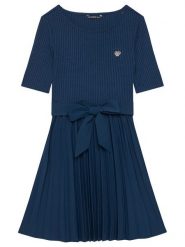 Guess Sukienka codzienna J5YK23 RC1S0 Granatowy Classic Fit. Niebieskie sukienki dziewczęce Guess, z aplikacjami, z syntetyku, bez ramiączek, proste. Za 199.99 zł.