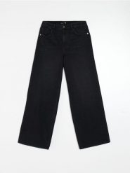 Jeansy wide leg z efektem sprania - czarny. Czarne jeansy damskie Sinsay. Za 69.99 zł.