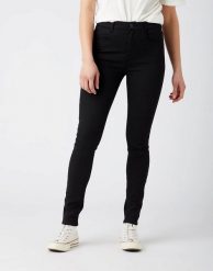 WRANGLER HIGH RISE SKINNY DAMSKIE SPODNIE JEANSOWE FUTURE BLACK W27H4230N 112141263. Czarne rurki damskie Wrangler, z aplikacjami, z elastanu. Za 209.99 zł.