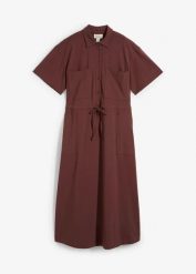 Sukienka z bawełnianego dżerseju z domieszką elastanu. Czerwone sukienki damskie bonprix, bez wzorów, z bawełny, bez ramiączek. Za 124.99 zł.