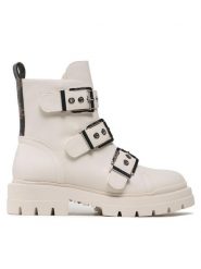 Guess Botki FL7OBI LEA10 Écru. Botki damskie Guess, ze skóry, bez obcasa, na płaskiej podeszwie, bez zapięcia. Za 669.99 zł.