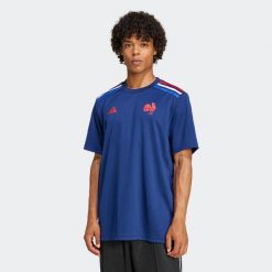Koszulka do rugby na rozgrzewkę ADIDAS Francuska Reprezentacja Rugby 24/25. Bluzki damskie Adidas, xl, bez wzorów, bez kołnierzyka, bez ramiączek. Za 199.99 zł.