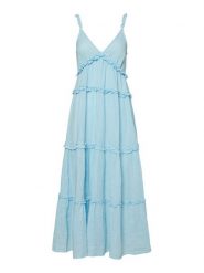 YAS Sukienka letnia Anina 26038014 Błękitny Regular Fit. Niebieskie sukienki damskie YAS, bez wzorów, z bawełny, bez ramiączek. Za 259.99 zł.