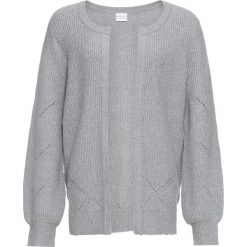 Sweter rozpinany ażurowy bonprix jasnoszary melanż. Kardigany damskie bonprix. Za 44.99 zł.
