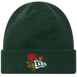 Czapka dla dorosłych Rose Icon Cuff Knit Beanie Hat. Zielone czapki damskie New Era, bez wzorów. Za 149.99 zł.