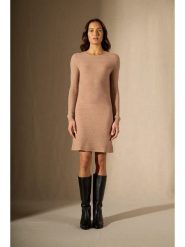 Perfect Cashmere Kaszmirowa sukienka w kolorze beżowym rozmiar: XXL. Brązowe sukienki damskie Perfect Cashmere, bez wzorów, z kaszmiru, bez ramiączek. Za 401.59 zł.