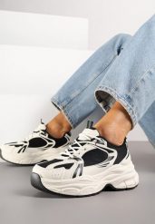 Beżowo-Czarne Sneakersy Vices na Platformie Ozdobione Tłoczeniem Natiselle. Brązowe obuwie sportowe damskie Renee, z jeansu, bez zapięcia. Za 99.99 zł.
