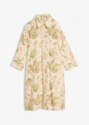 Sukienka szmizjerka z lejącej wiskozy. Brązowe sukienki damskie bonprix, bez wzorów, z wiskozy, eleganckie, bez ramiączek. Za 64.99 zł.