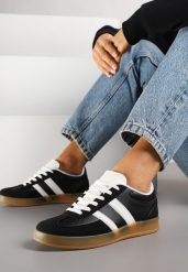 Czarne Sneakersy w Stylu Klasycznych Tenisówek Zdobione Przeszyciami Ivelfia. Czarne obuwie sportowe damskie Renee, z jeansu, bez zapięcia, tenisowe. Za 79.99 zł.