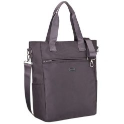 Szara shopperka damska na uchwytach i doczepianym pasku, zamykana suwakiem Peterson PTN CTY-17. Szare torebki klasyczne damskie Peterson, bez dodatków. Za 79.99 zł.