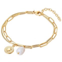 Valero Pearls Stal nierdzewna Perła hodowlana słodkowodna Bransoletki 1 ct Damski. Białe bransoletki damskie Valero Pearls, pozłacane. Za 299.99 zł.