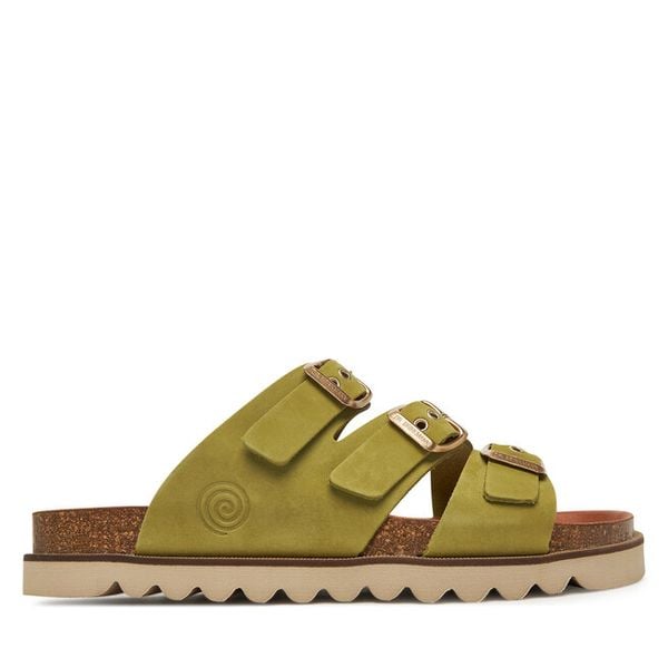 Klapki Dr. Brinkmann. Zielone klapki damskie Dr. Brinkmann, bez wzorów, bez obcasa, bez zapięcia. Za 249.99 zł.