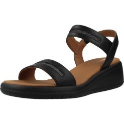 Sandały GEOX D MELICONIA Czarny. Czarne sandały damskie Geox, bez wzorów, z syntetyku, bez obcasa, bez zapięcia. Za 293.99 zł.