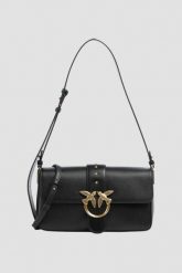 PINKO Czarna kopertówka Love One Classic Slouchy Fl Vitello Morbido. Czarne torebki wieczorowe damskie Pinko, bez wzorów, ze skóry, bez dodatków. W wyprzedaży za 1,329.99 zł.