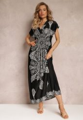 Czarna Sukienka Maxi w Etniczny Wzór Josanie. Czarne sukienki damskie Renee, bez wzorów, boho, bez ramiączek. W wyprzedaży za 67.99 zł.