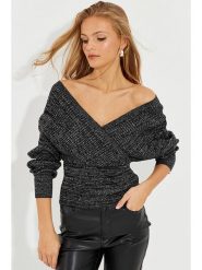 So You Sweter w kolorze ciemnoszarym rozmiar: XL. Czarne swetry klasyczne damskie So You, xl, bez kołnierzyka. Za 73.41 zł.